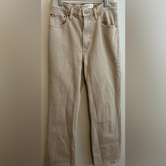 Abercrombie Fitch Women’s Tan Denim Jeans - Size 2 90s Relaxed Jeans High Rise - Picture 2 of 9